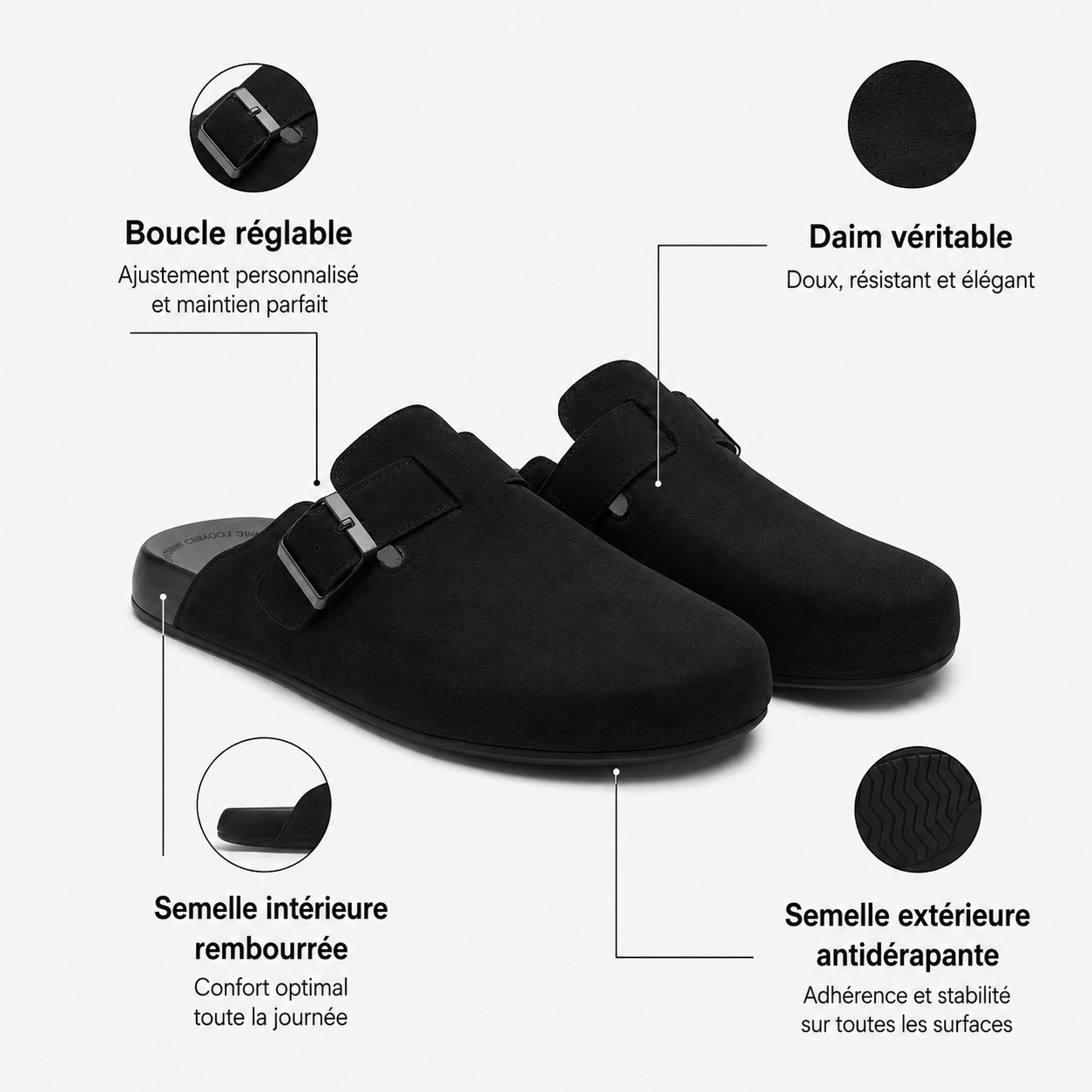 Sabot en daim ultra confort