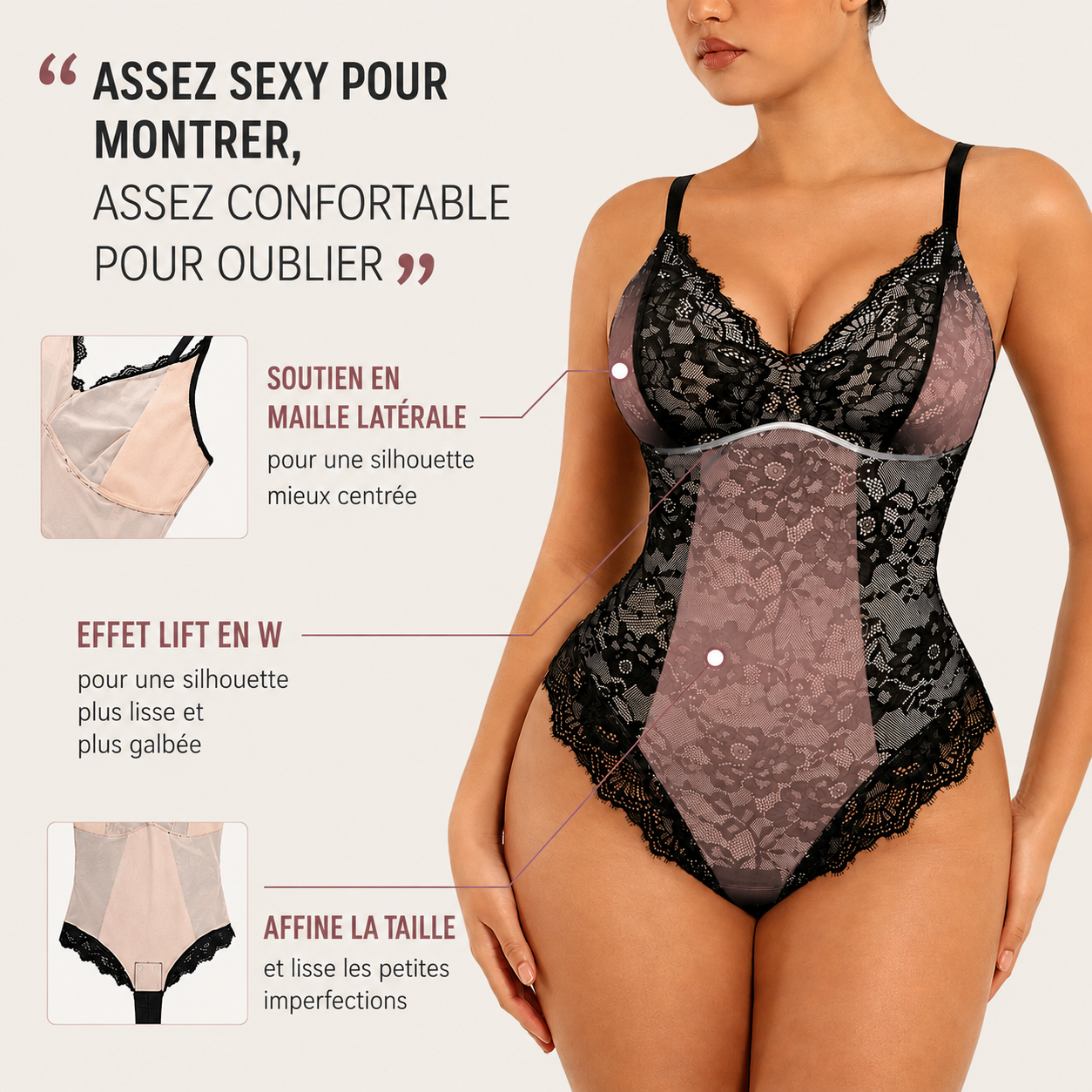 Body en dentelle ultra-sculptant