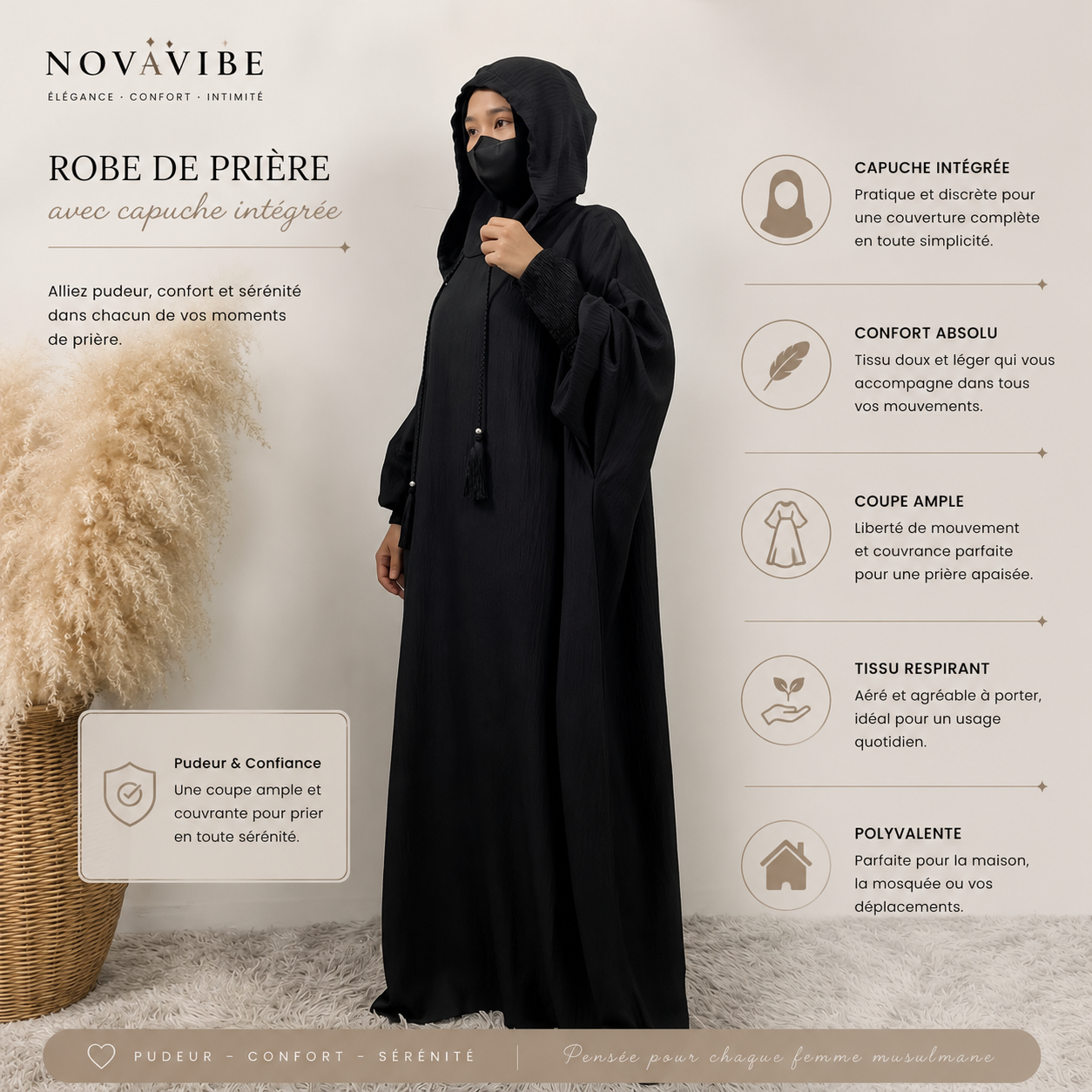 Robe de prière avec capuche intégrée